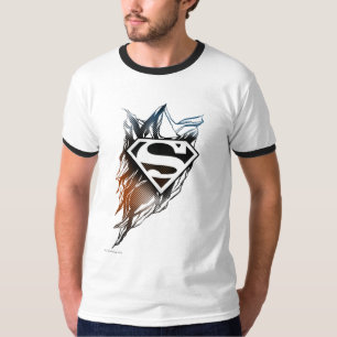 Superman gestileerd Blauw Oranje Logo T-shirt