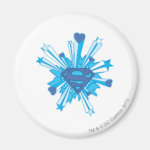 Superman gestileerd   Blauw schild harten Logo Magneet