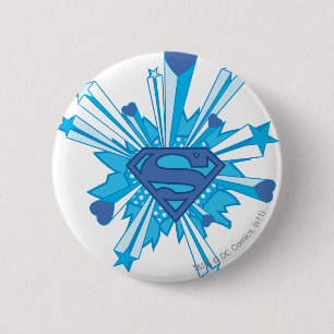 Superman gestileerd  Blauwe harten Logo Ronde Button 5,7 Cm