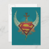 Superman gestileerd | Blauwgroen Wingen Achtergron Briefkaart (Voorkant / Achterkant)