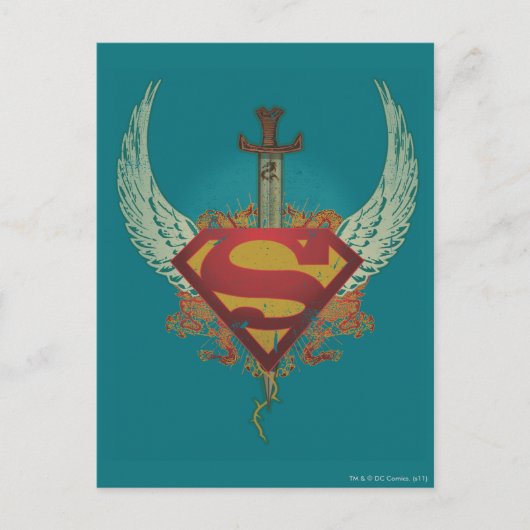 Superman gestileerd | Blauwgroen Wingen Achtergron Briefkaart (Voorkant)