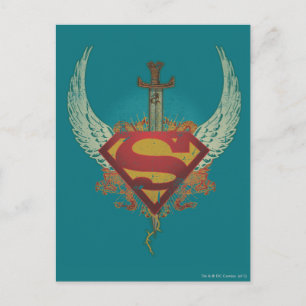 Superman gestileerd   Blauwgroen Wingen Achtergron Briefkaart