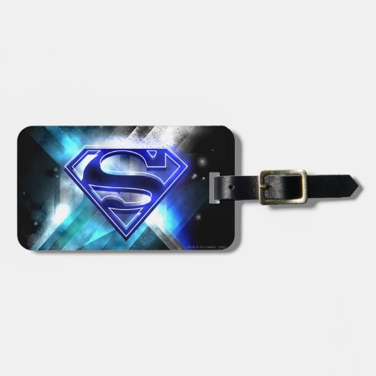 Superman gestileerd | Blue White Crystal Logo Bagagelabel (Voorkant horizontaal)