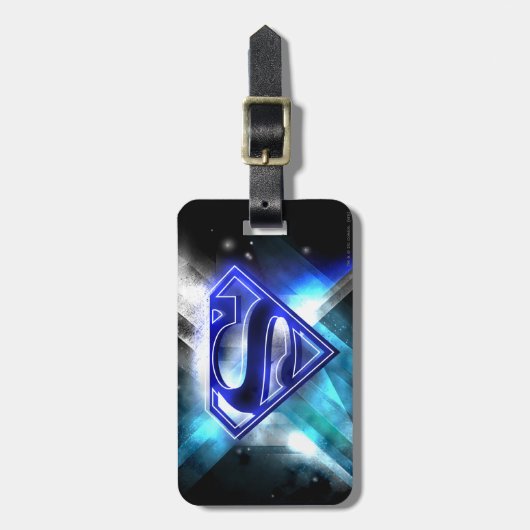 Superman gestileerd | Blue White Crystal Logo Bagagelabel (Voorkant verticaal)