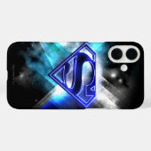 Superman gestileerd | Blue White Crystal Logo Case-Mate iPhone Case (Achterkant (horizontaal))