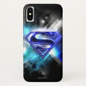 Superman gestileerd | Blue White Crystal Logo Case-Mate iPhone Case (Achterkant)