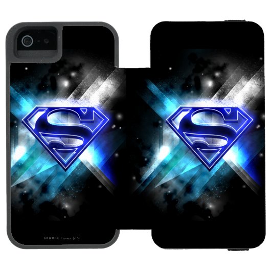 Superman gestileerd | Blue White Crystal Logo Incipio iPhone Portemonnee Hoesje (Agenda Open)