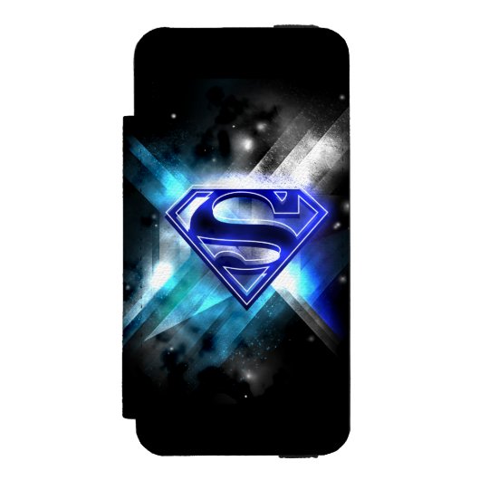 Superman gestileerd | Blue White Crystal Logo Incipio iPhone Portemonnee Hoesje (Voorkant Agenda)