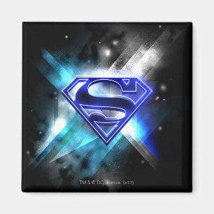 Superman gestileerd  Blue White Crystal Logo Magneet