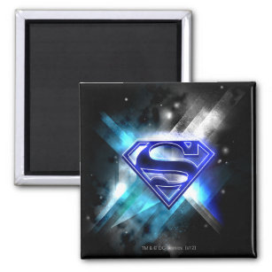Superman gestileerd   Blue White Crystal Logo Magneet