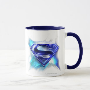 Superman gestileerd   Blue White Crystal Logo Mok