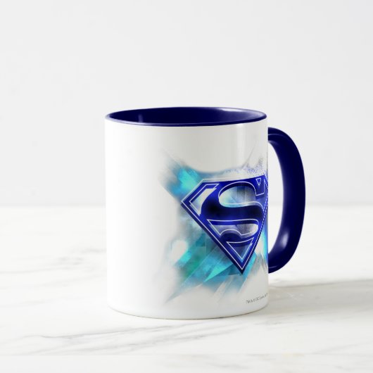 Superman gestileerd | Blue White Crystal Logo Mok (Voorkant rechts)