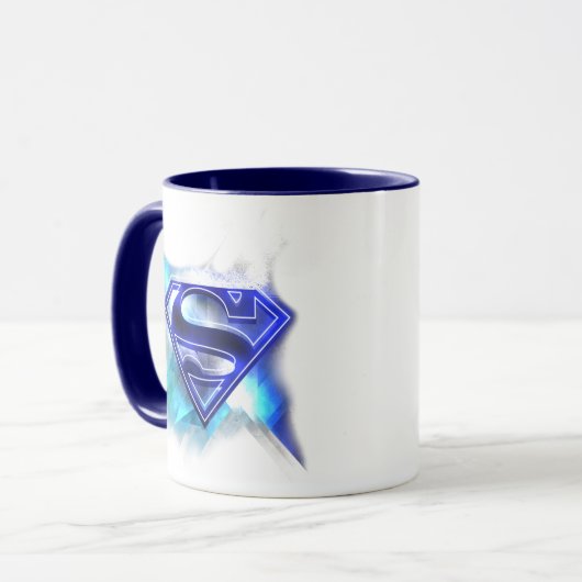Superman gestileerd | Blue White Crystal Logo Mok (Voorkant links)