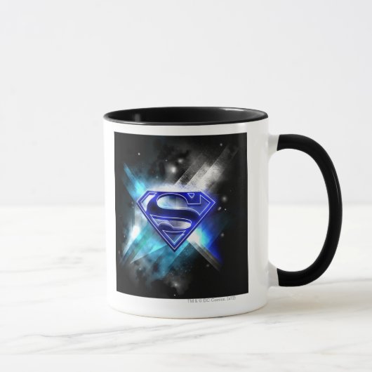 Superman gestileerd | Blue White Crystal Logo Mok (Rechts)