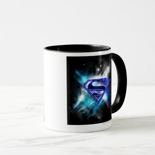 Superman gestileerd | Blue White Crystal Logo Mok (Voorkant rechts)