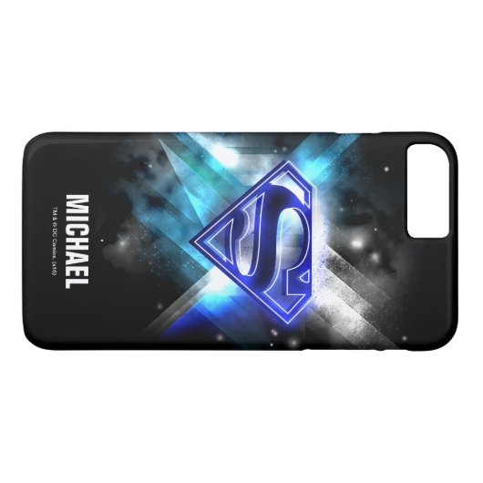 Superman gestileerd | Blue White Crystal Logo | Na Case-Mate iPhone Case (Achterkant (Horizontaal))