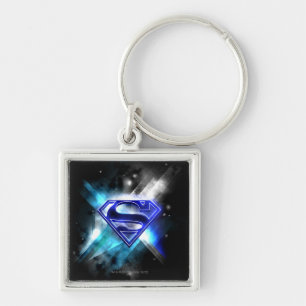 Superman gestileerd   Blue White Crystal Logo Sleutelhanger