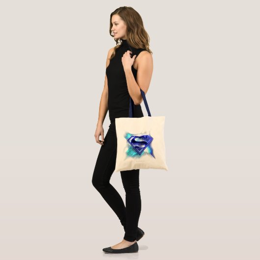 Superman gestileerd | Blue White Crystal Logo Tote Bag (Voorkant (model))