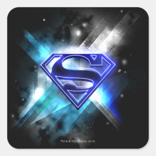 Superman gestileerd Blue White Crystal Logo Vierkante Sticker