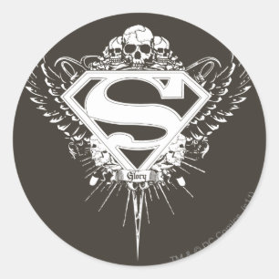 Superman gestileerd Donkere bruine achtergrond L Ronde Sticker