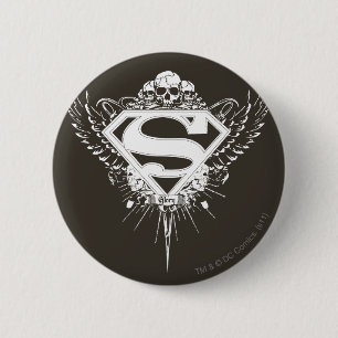 Superman gestileerd Donkere bruine achtergrond-Lo Ronde Button 5,7 Cm