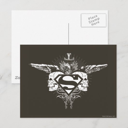 Superman gestileerd | Donkere Logo Briefkaart (Voorkant / Achterkant)