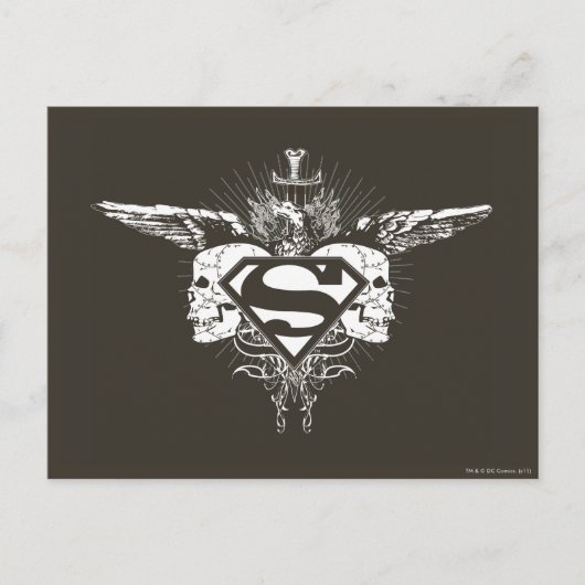 Superman gestileerd | Donkere Logo Briefkaart (Voorkant)