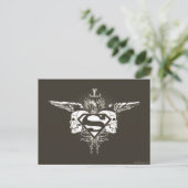 Superman gestileerd | Donkere Logo Briefkaart (Staand voorkant)