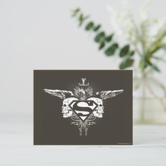 Superman gestileerd | Donkere Logo Briefkaart (Staand voorkant)