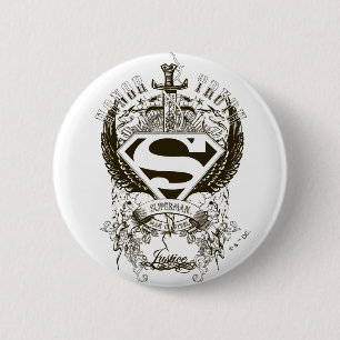 Superman gestileerd   Eer, waarheid op witte Logo Ronde Button 5,7 Cm