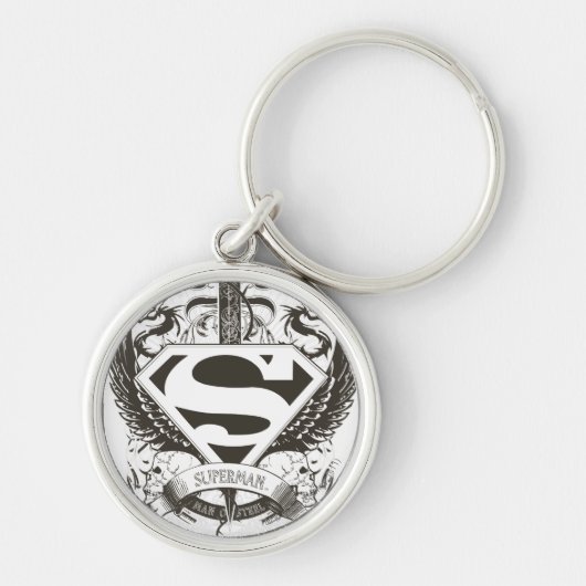 Superman gestileerd | Eer, waarheid op witte Logo Sleutelhanger (Voorkant)