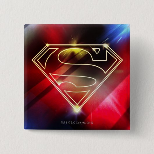 Superman gestileerd | Gele schitterende contouren Vierkante Button 5,1 Cm (Voorkant)