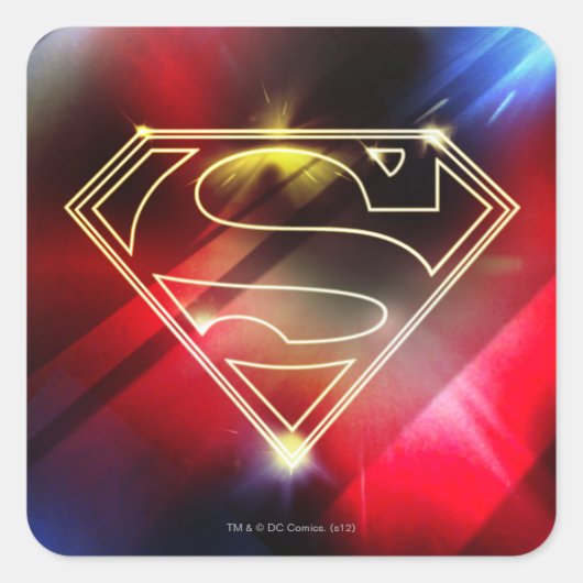 Superman gestileerd | Gele schitterende contouren  Vierkante Sticker (Voorkant)