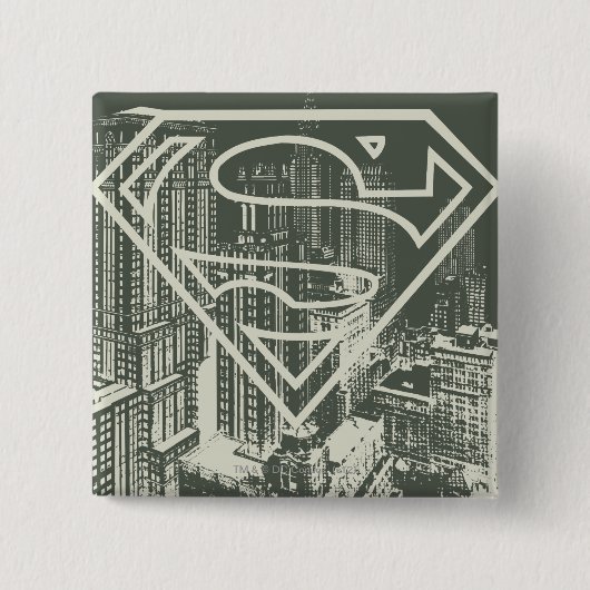 Superman gestileerd | Green Metropolis Logo Vierkante Button 5,1 Cm (Voorkant)