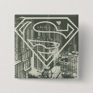 Superman gestileerd  Green Metropolis Logo Vierkante Button 5,1 Cm