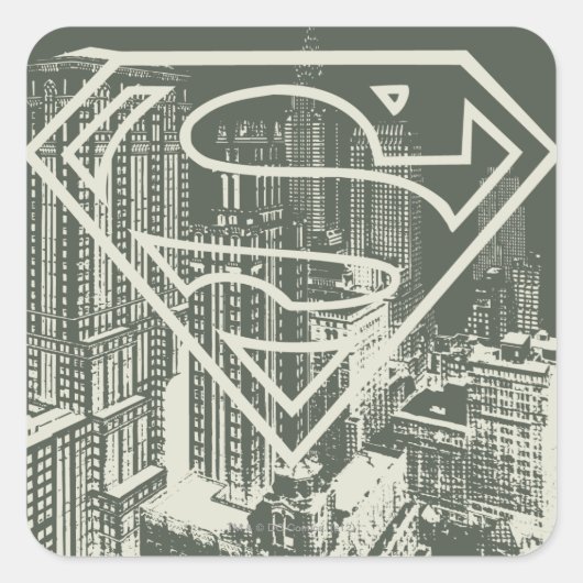 Superman gestileerd | Green Metropolis Logo Vierkante Sticker (Voorkant)