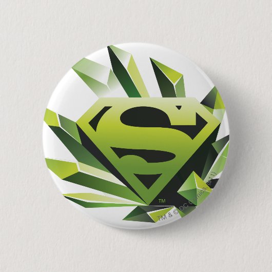Superman gestileerd | Green Shield Logo Ronde Button 5,7 Cm (Voorkant)