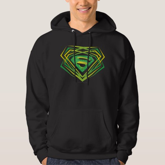 Superman gestileerd | Groene decoratieve Logo Hoodie (Voorkant)