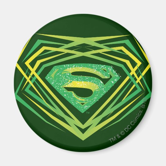 Superman gestileerd | Groene decoratieve Logo Magneet (Voorkant)
