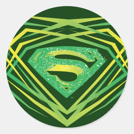 Superman gestileerd | Groene decoratieve Logo Ronde Sticker (Voorkant)