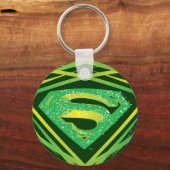 Superman gestileerd | Groene decoratieve Logo Sleutelhanger (Voorkant)