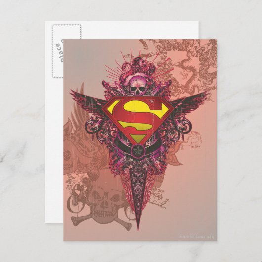 Superman gestileerd | Grunge Design Logo Briefkaart (Voorkant / Achterkant)
