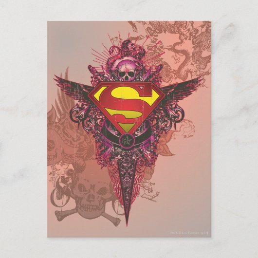 Superman gestileerd | Grunge Design Logo Briefkaart (Voorkant)