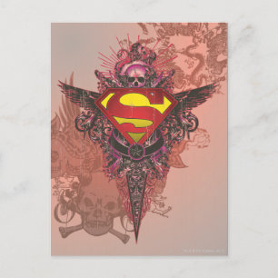 Superman gestileerd   Grunge Design Logo Briefkaart
