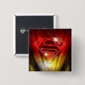 Superman gestileerd | Korte rode omtrek Logo Vierkante Button 5,1 Cm (Voorkant /achterkant)