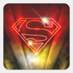 Superman gestileerd Korte rode omtrek Logo Vierkante Sticker