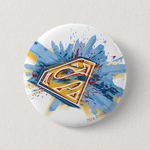 Superman gestileerd  Logo met scharnieren Ronde Button 5,7 Cm