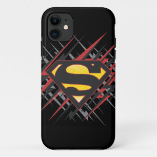 Superman gestileerd Logo met zwarte en rode stre iPhone 11 Hoesje
