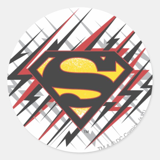 Superman gestileerd | Logo met zwarte en rode stre Ronde Sticker (Voorkant)