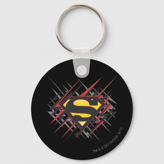 Superman gestileerd | Logo met zwarte en rode stre Sleutelhanger (Voorkant)